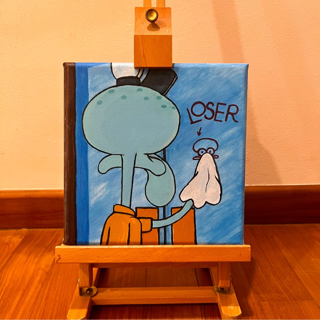 8"x8" Loser Squidward Spongebob Acrylic Painting (Madetoorder
