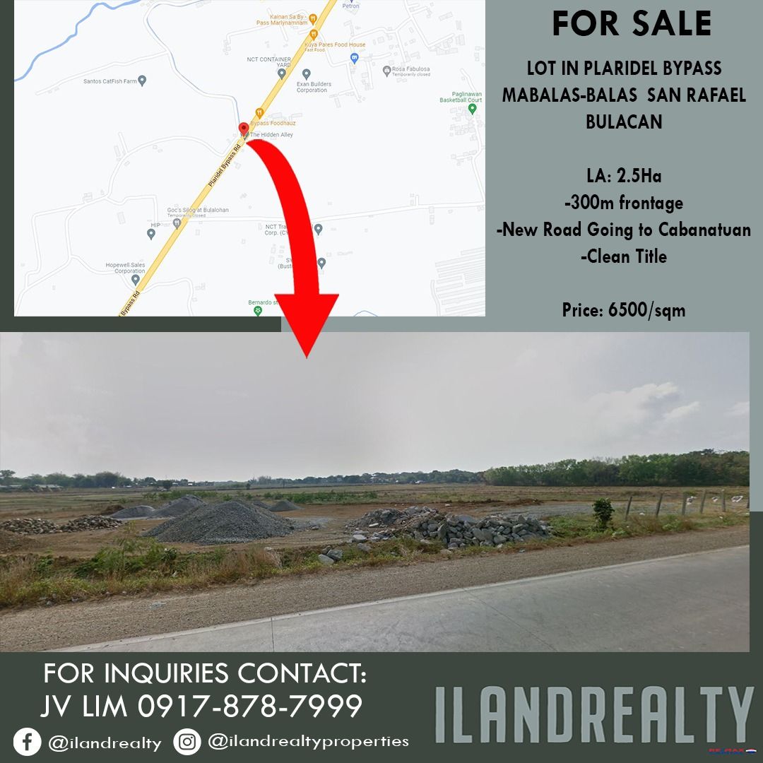 FOR SALE LOT IN PLARIDEL BYPASS MABALASBALAS SAN RAFAEL BULACAN
