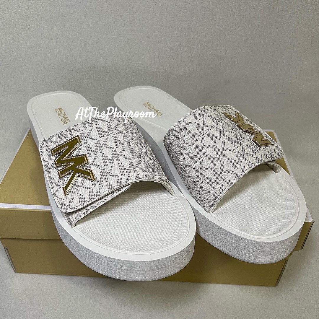Michael kors sliders white outlet