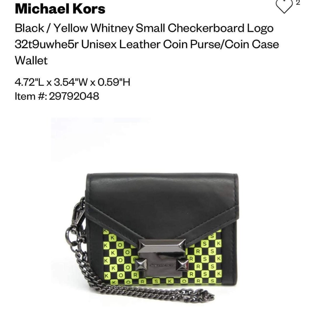 Michael Kors Yellow whitney small chekerboard wallet, Luxury, Bags & Wallets  on Carousell
