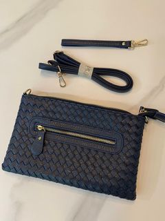 Navy blue clutch with gold trimmings