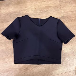 Navy blue neoprene crop top