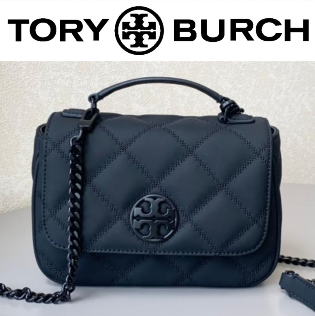 Tory Burch Black Leather Quilted Crossbody Gold Hardware Top Zip Bag —  Labels Resale Boutique