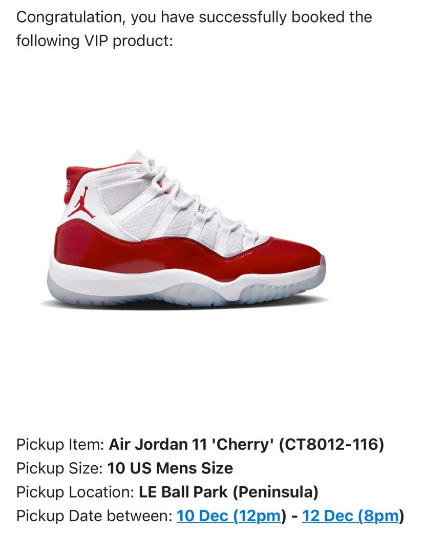 Nike Air Jordan 11 Cherry, Men's Fashion, Footwear, Sneakers on Carousell