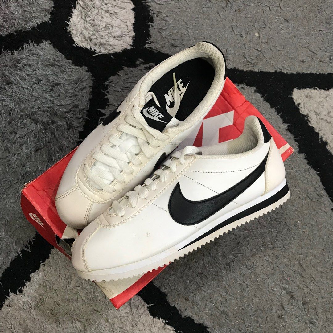nike cortez black and white womens