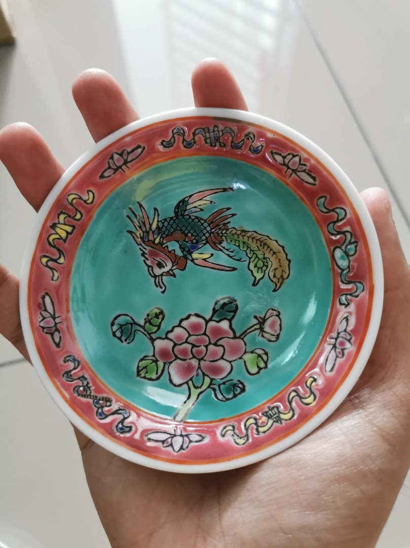 Peranakan Baba Nyonya Plate Turquoise Green, Hobbies & Toys