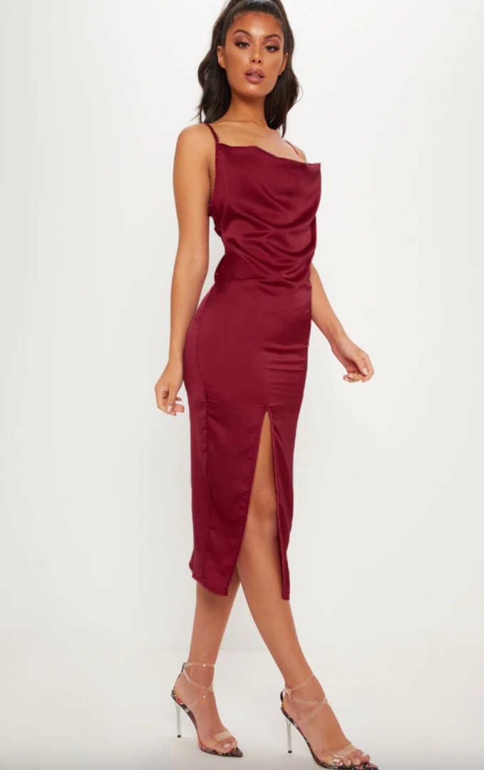 Red midi dress clearance pretty little thing