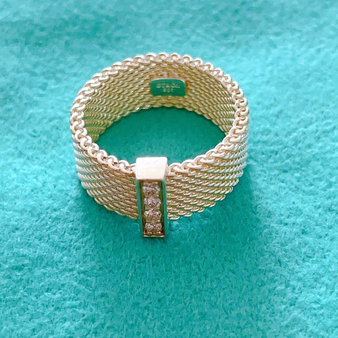 Size 10 Tiffany & Co Somerset Mesh Weave Mens Unisex Ring in Sterling  Silver | eBay