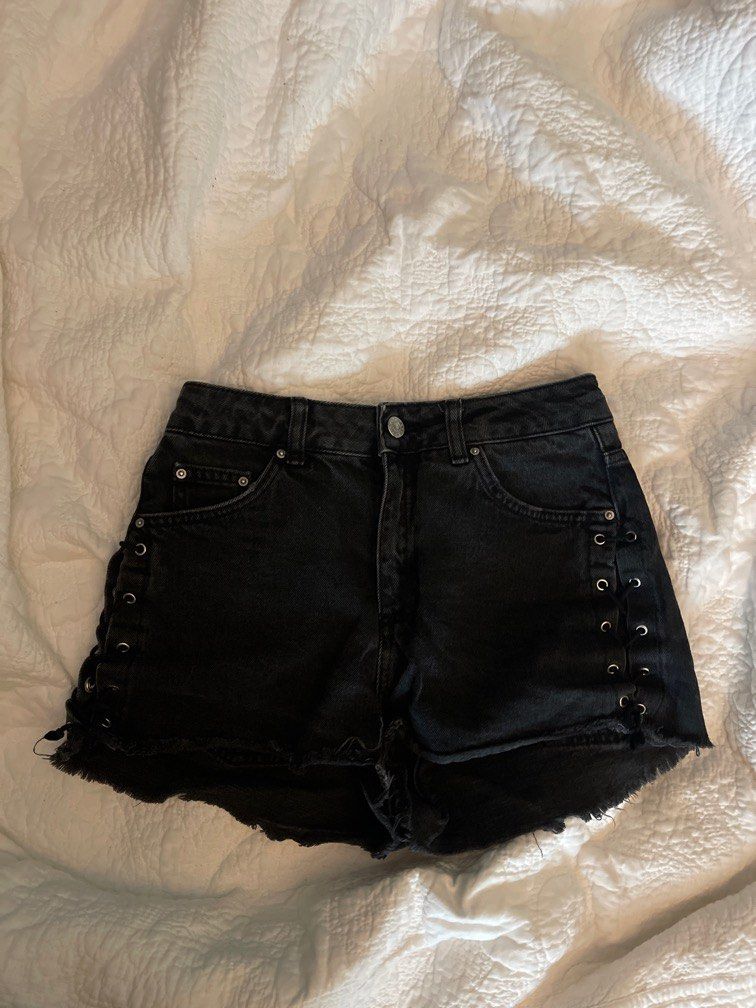 Topshop black denim shorts best sale