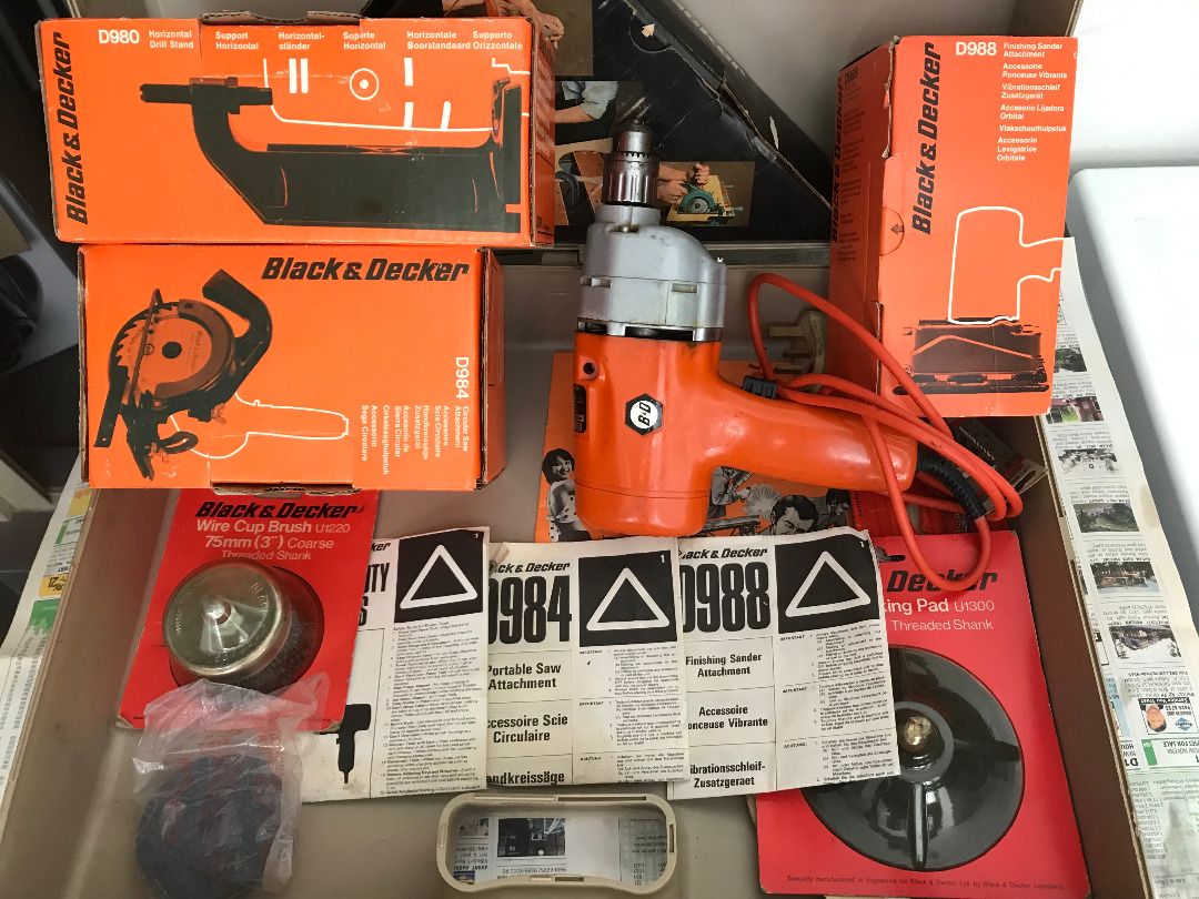 Vintage Black Decker DNJ52 2 Speed Drill and attachments
