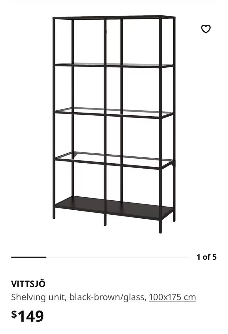 2x VITTSJO IKEA Shelves (100cm x 175cm), Furniture & Home Living