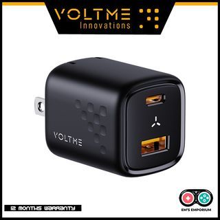 VoltMe Revo 30 Duo CA 30W Compact Fast Charger GaN III USB-C Wall Charger iPhone 14 13 iPad Pro etc