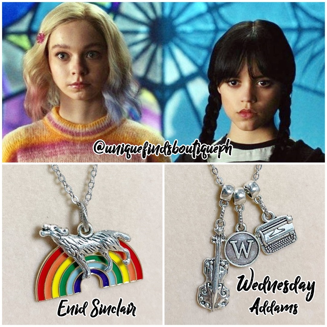 Wednesday Addams & Enid Sinclair Necklaces, rainbow wolf