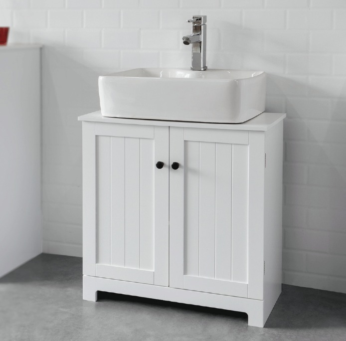White /Dark greyBasin Sink Bathroom Storage with