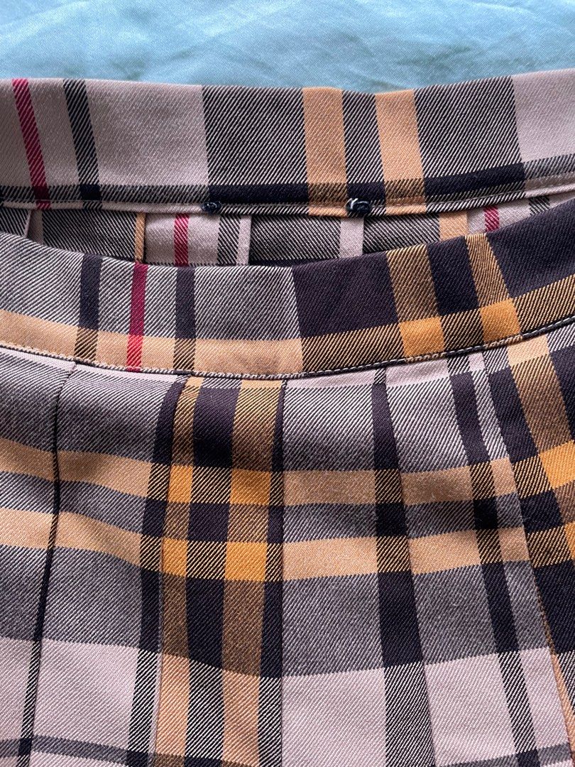 Yellow plaid skirt cotton on top