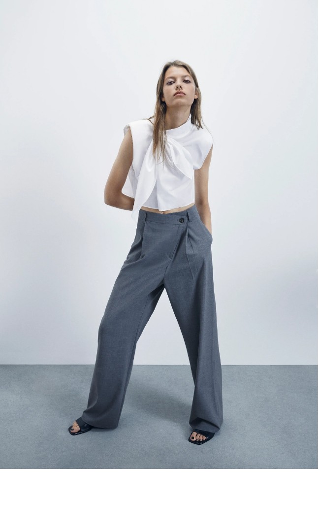 BNWT Zara Grey Asymmetric Pants