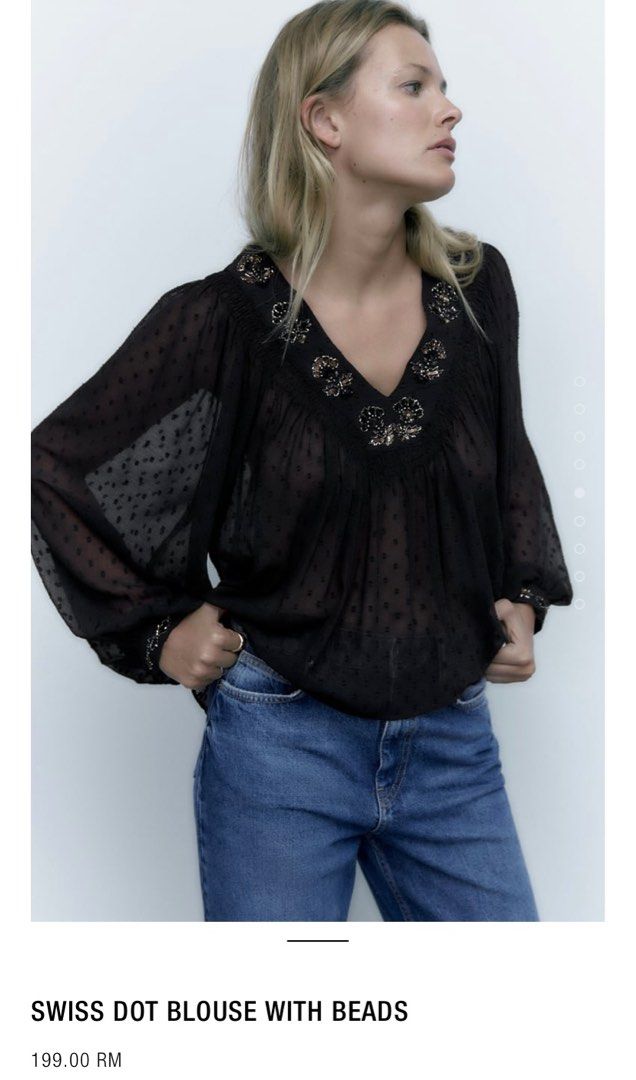 Swiss dot blouse zara online