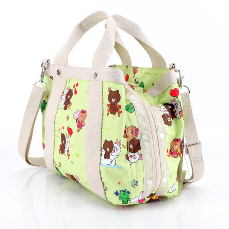 日本 LeSportsac X Line Friends 淺綠色尼龍布 Small Simone 手提 斜咩袋 女裝 手袋及銀包 單肩包