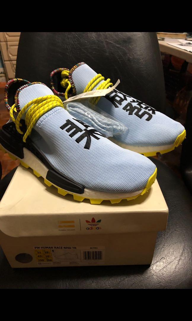 Adidas NMD HU Pharrell Inspiration Pack Size 11US (Category: Sneakers) located in Quezon City. Submitted by ptb88 (Listing ID 1141134939, Image 2). Description: 💯 authentic BNDS Color: Clear Sky With extra laces Issues: different shoe box .