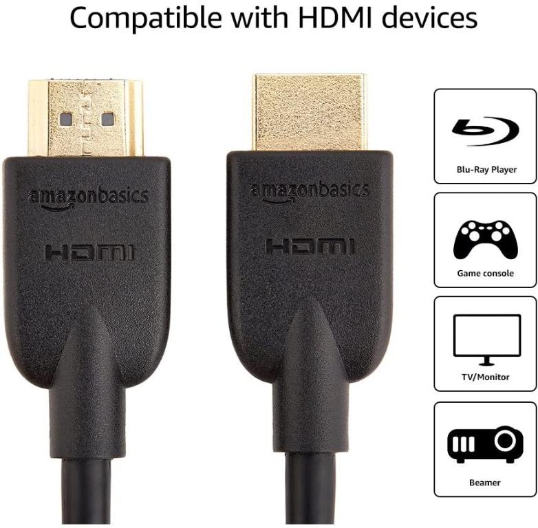   Basics High-Speed, 4K Ultra HD HDMI 2.0 Cable / Cord, 60  Hz, 2160p, 48 bit, 18 Gbps, 3D, male-to-male, 0.9m (2.9ft) for Laptop,  Black : Electronics