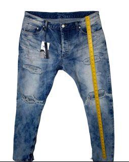 Authentic Dominans Stravan Destroyed Selvedge Denim Slim Fit Ankle Zip Jeans