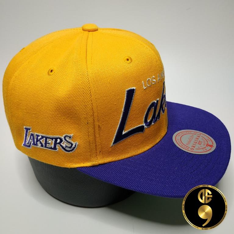 LA Lakers Orange And White Logo Green 110 Adjustable - Mitchell & Ness