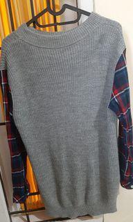Baju sweater lucu tartan