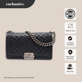 Chanel Boy Black Calfskin Old Medium RHW #19 AUTHENTIC ORIGINAL