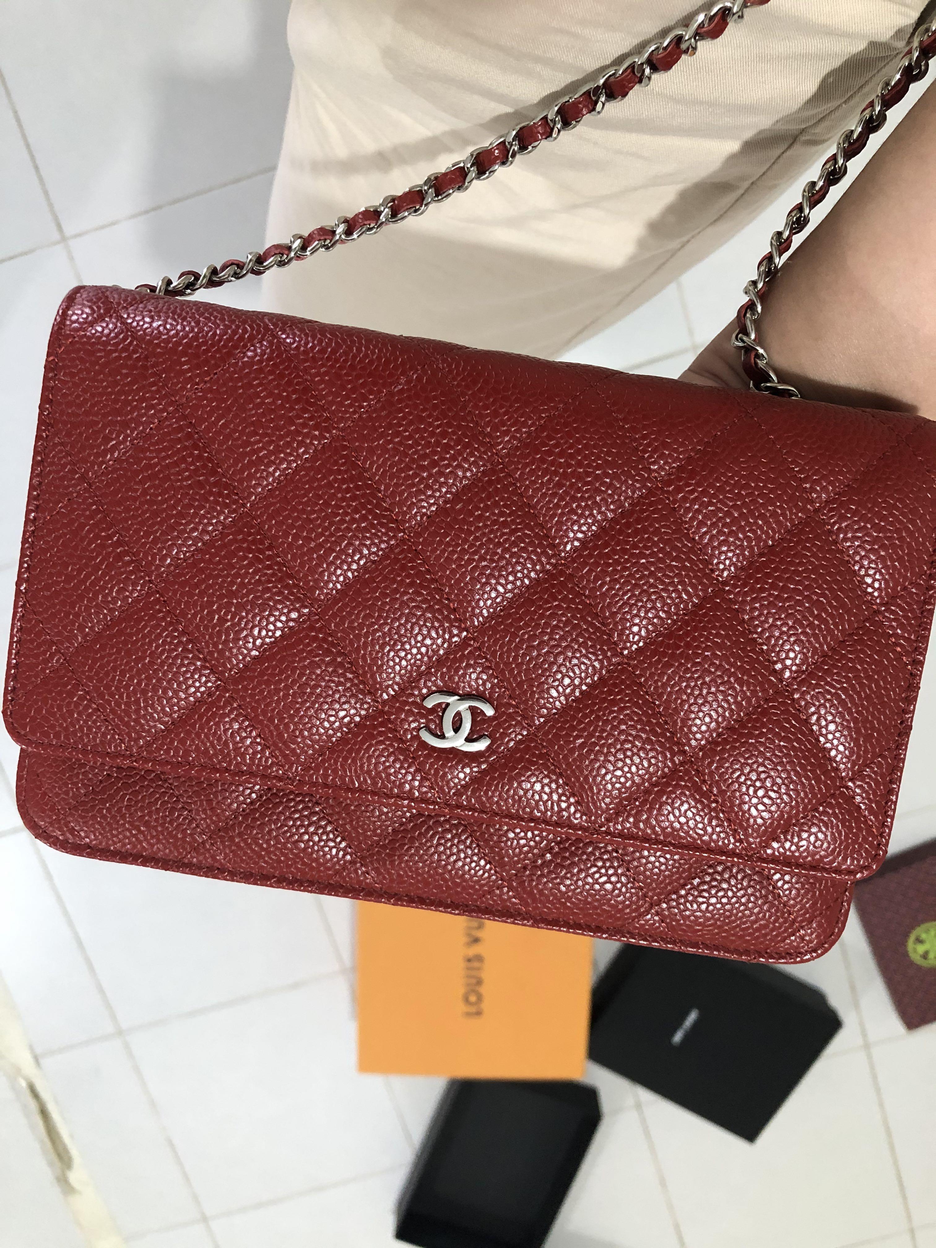 Chanel Red Caviar Wallet On Chain WOC, Luxury, Bags & Wallets on Carousell