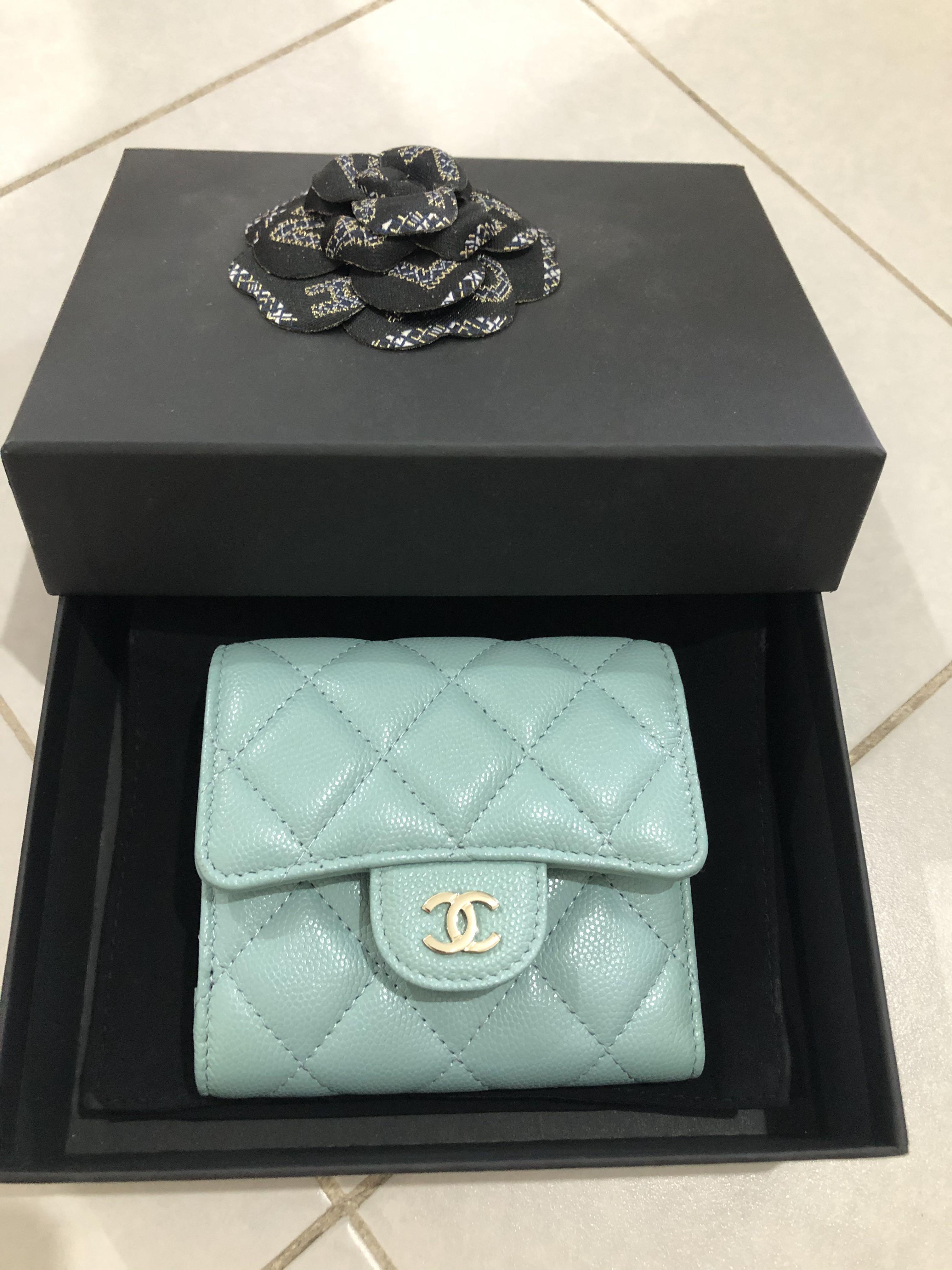 Chanel Filigree Trifold Compact Wallet in Tiffany Blue / Green Caviar –  Brands Lover