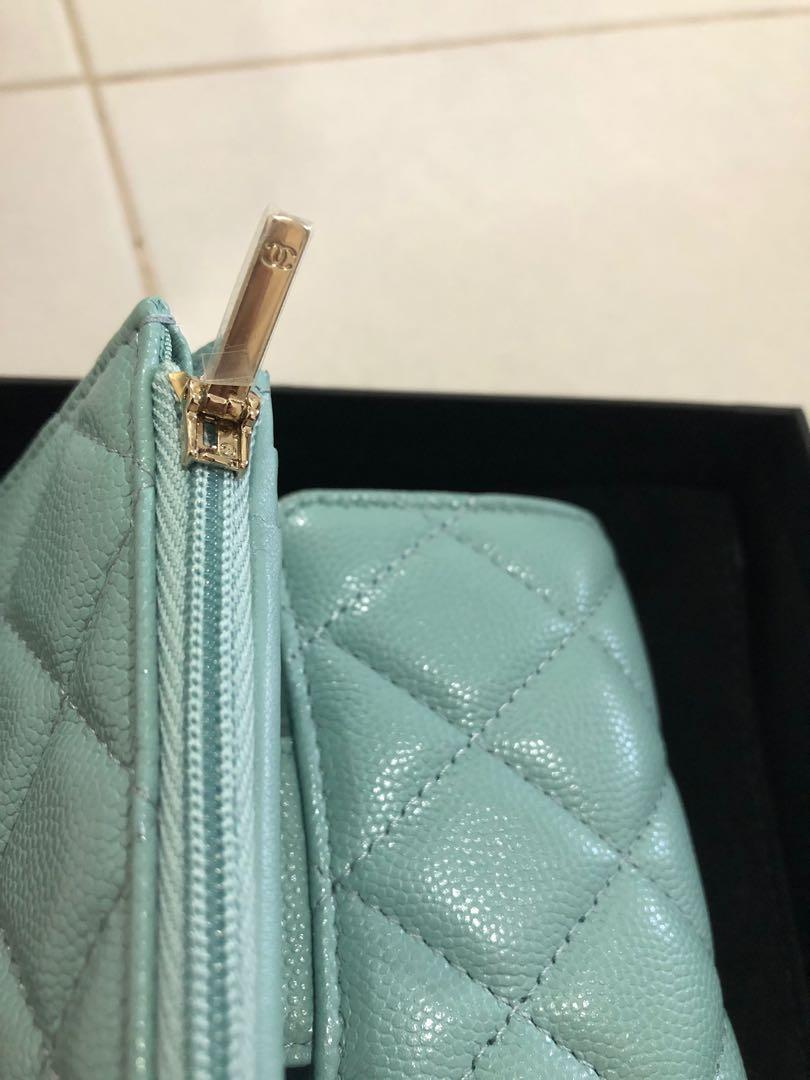 CHANEL  Bags  Bnib Very Rare Chanel Wallet Large Trifold Tiffany Blue  Caviar Belt Waist  Poshmark