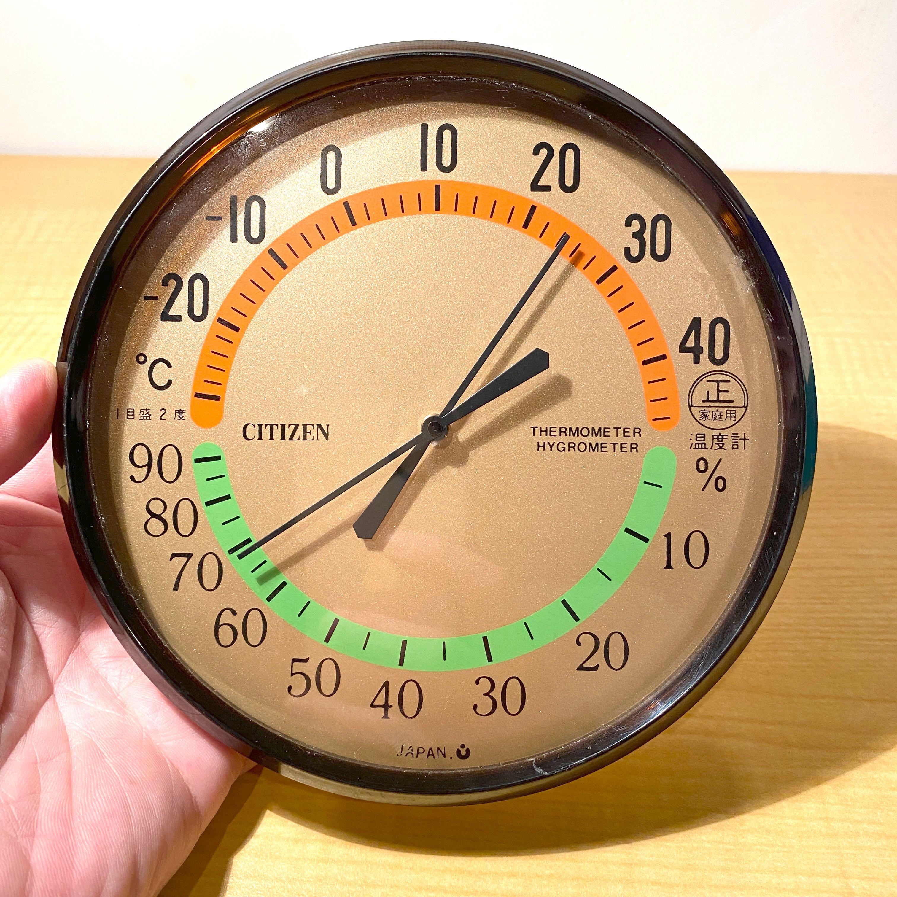 Citizen Thermometer Hygrometer Wall Clock type (Category: Clocks) located in Davao. Submitted by out.with.the.old (Listing ID 1141107479, Image 1). Description: Classic style Condition 8/10 Working both thermometer and hygrometer but not sure if needs calibration There is a loose part inside which does not affect performance but you can hear it if you shake the item.