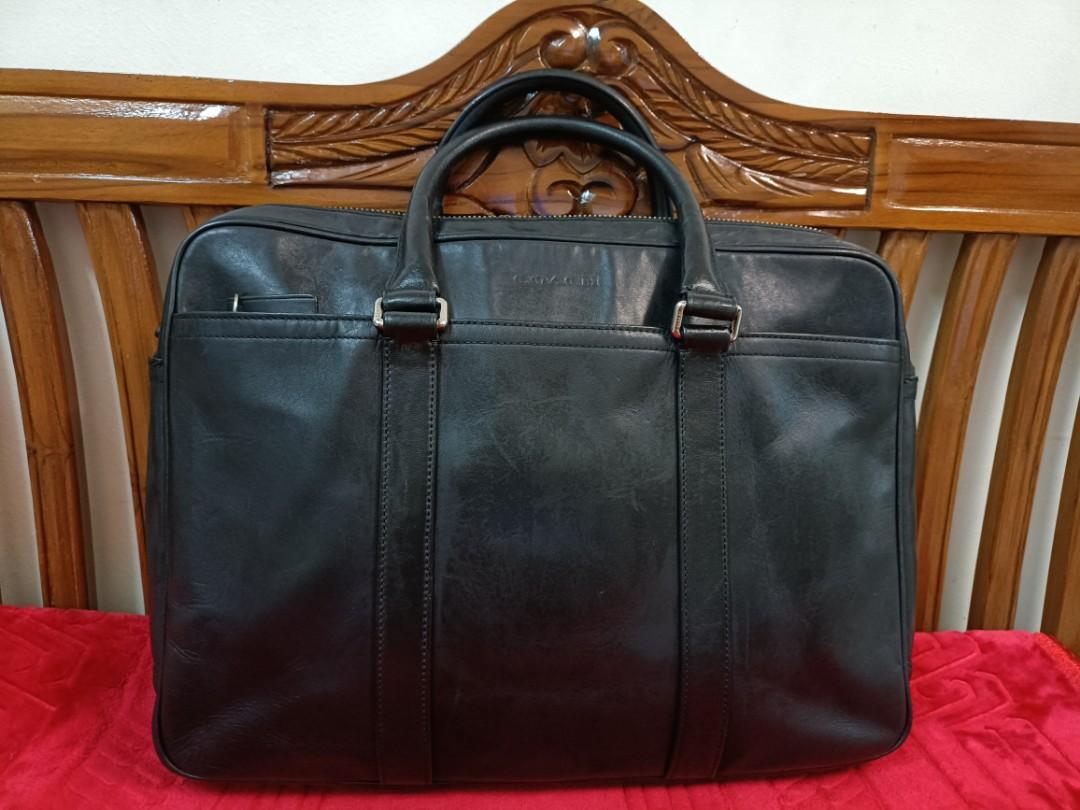 Coach black leather briefcase shop