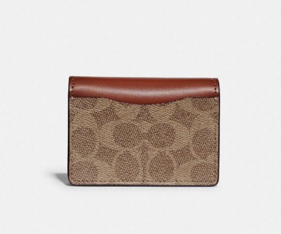 Authentic Coach Half flap card case in colorblock signature canvas