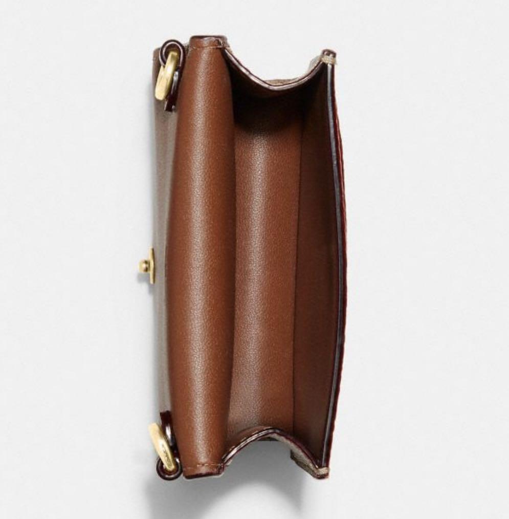 Authentic Coach Half flap card case in colorblock signature canvas