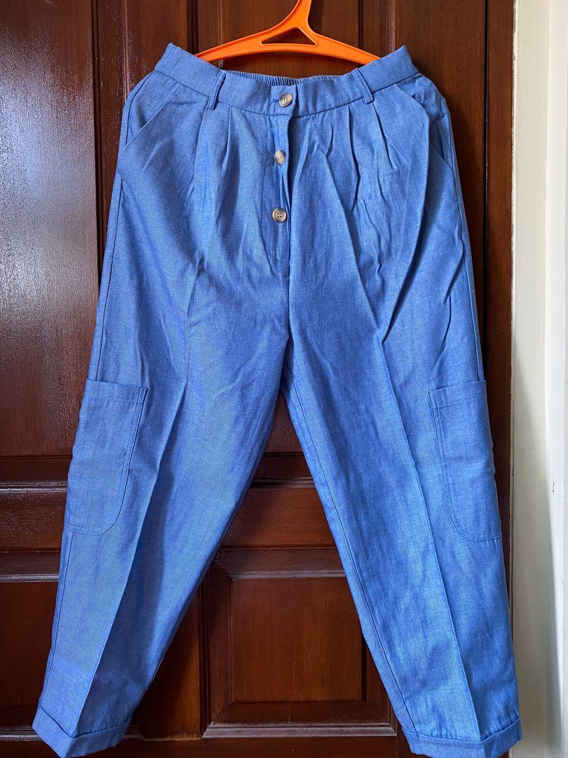 Cotton Ink Blue Pants, Fesyen Pria 