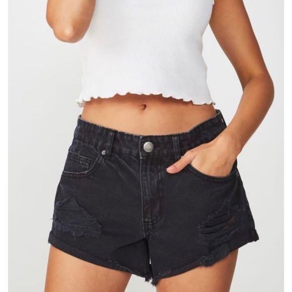 Cotton On Mid Rise Saturday Shorts Black Denim Women s Fashion