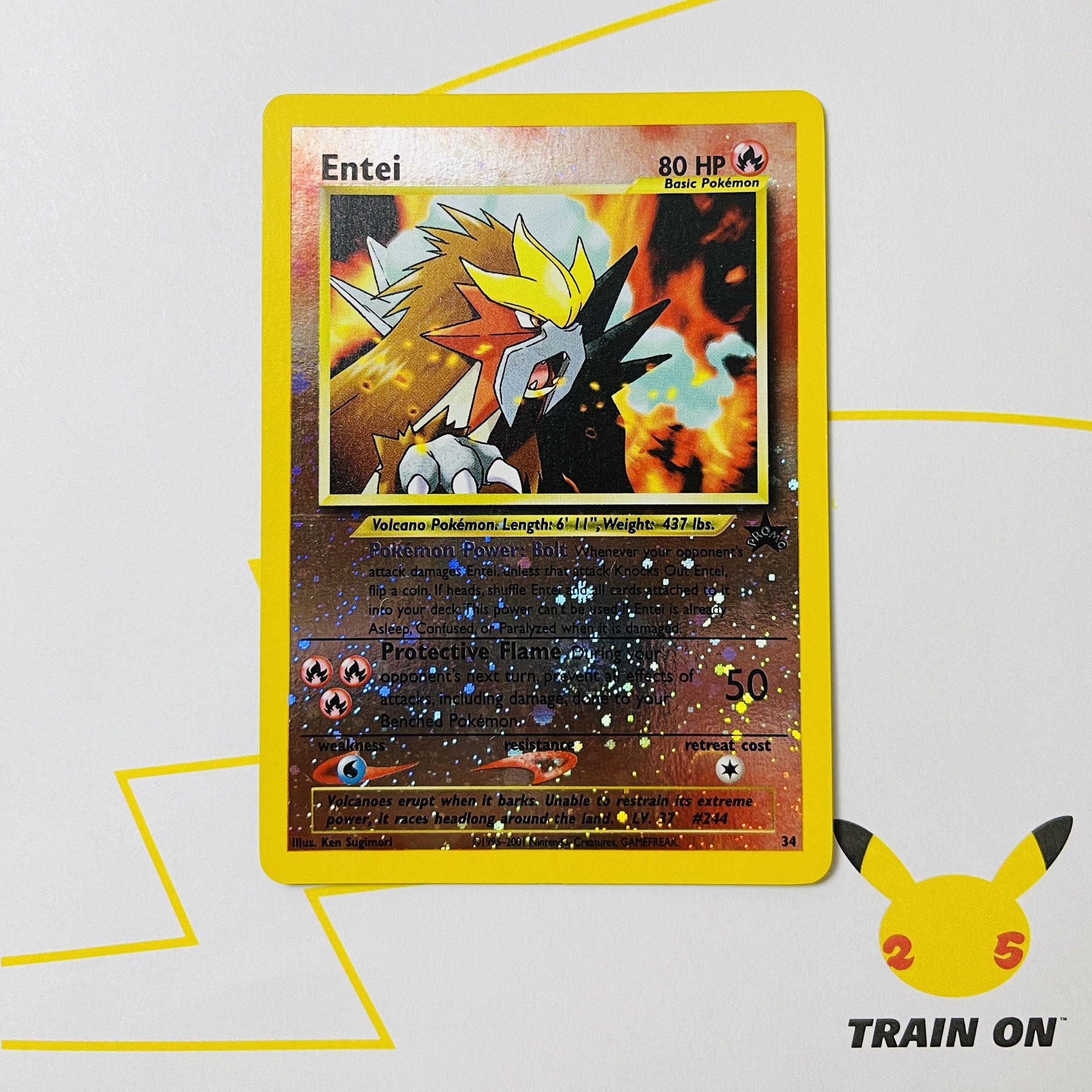 Entei 34 Reverse Holo Promo (NM) Pokémon Trading Card PTCG, Hobbies