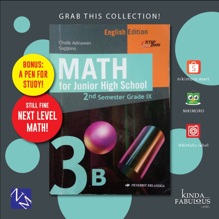 Erlangga MATH for Junior High School 3B Kelas 9 SMP English Edition