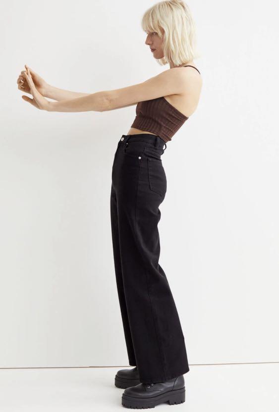 H\u0026M wide twill trousers, Fesyen Wanita 