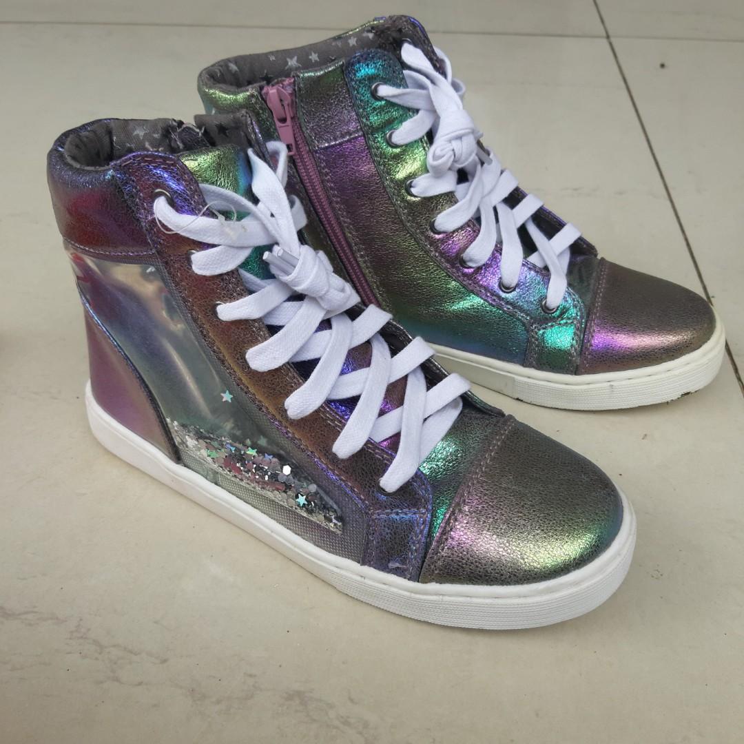 Holographic high top sneakers justice online