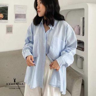 Kemeja Oversize Linen (2 Kantong)