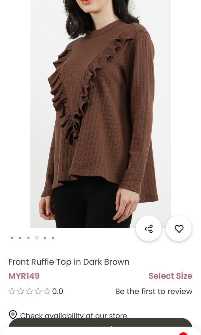 Lilit top front ruffles , Women's Fashion, Tops, Blouses on Carousell