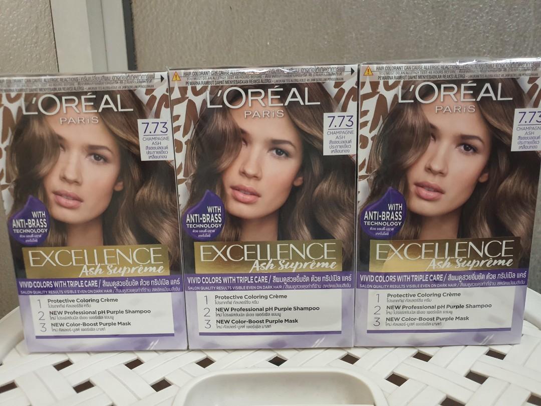 L'oreal Excellence Ash Supreme Champagne Ash 7.73 x3, Beauty & Personal  Care, Hair on Carousell