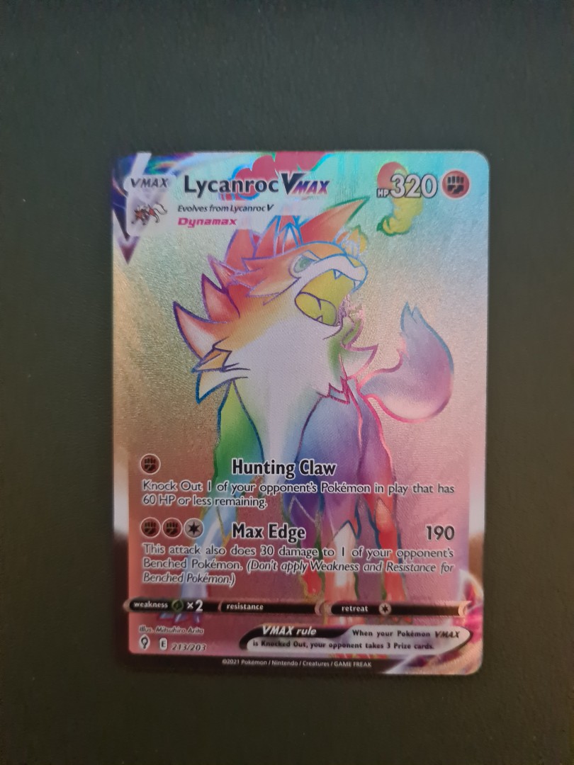 Lycanroc Vmax Rainbow Rare (Pokemon TCG Evolving Skies), Hobbies