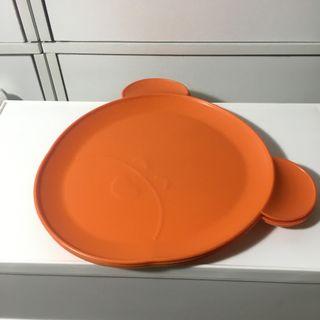 Nanny orange plastic bear plates set of 3 for kids