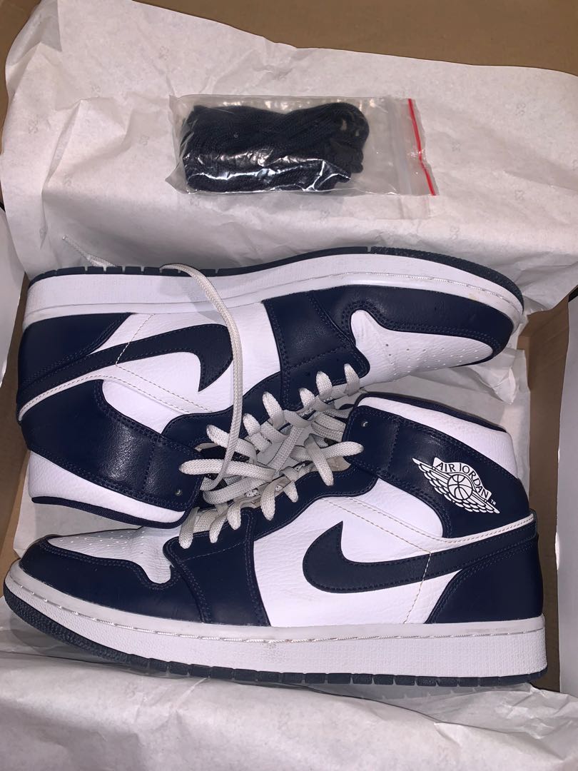 Nike Air Jordan 1 Mid Navy Blue Men s Fashion Footwear Sneakers