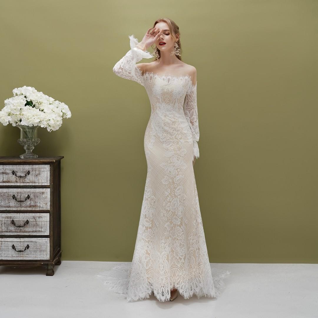 White evening dresses with sleeves best sale
