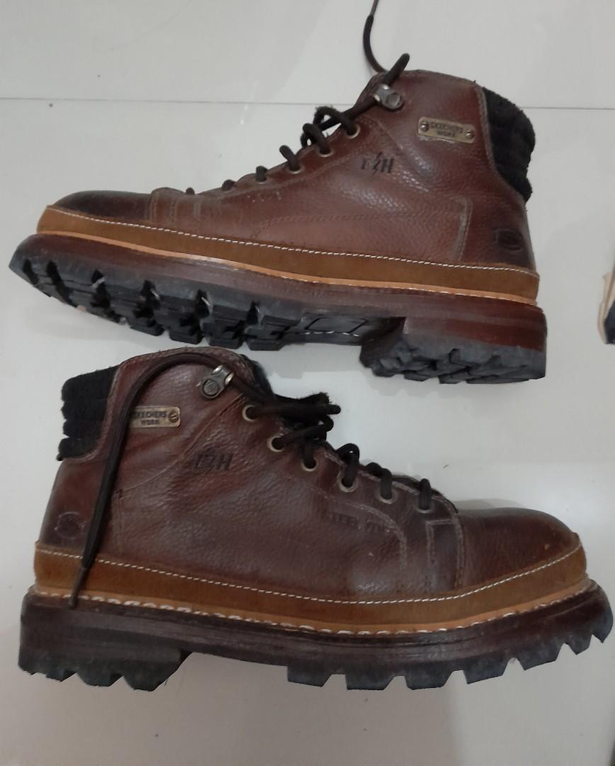 Sketchers work boots (Category: Boots) located in Mandaluyong City. Submitted by guwaly888 (Listing ID 1141048117, Image 1). Description: Sketchers work boots genuine leather imported bought in USA good for heavy duty use oil resistant sole fits 10 shoe size.