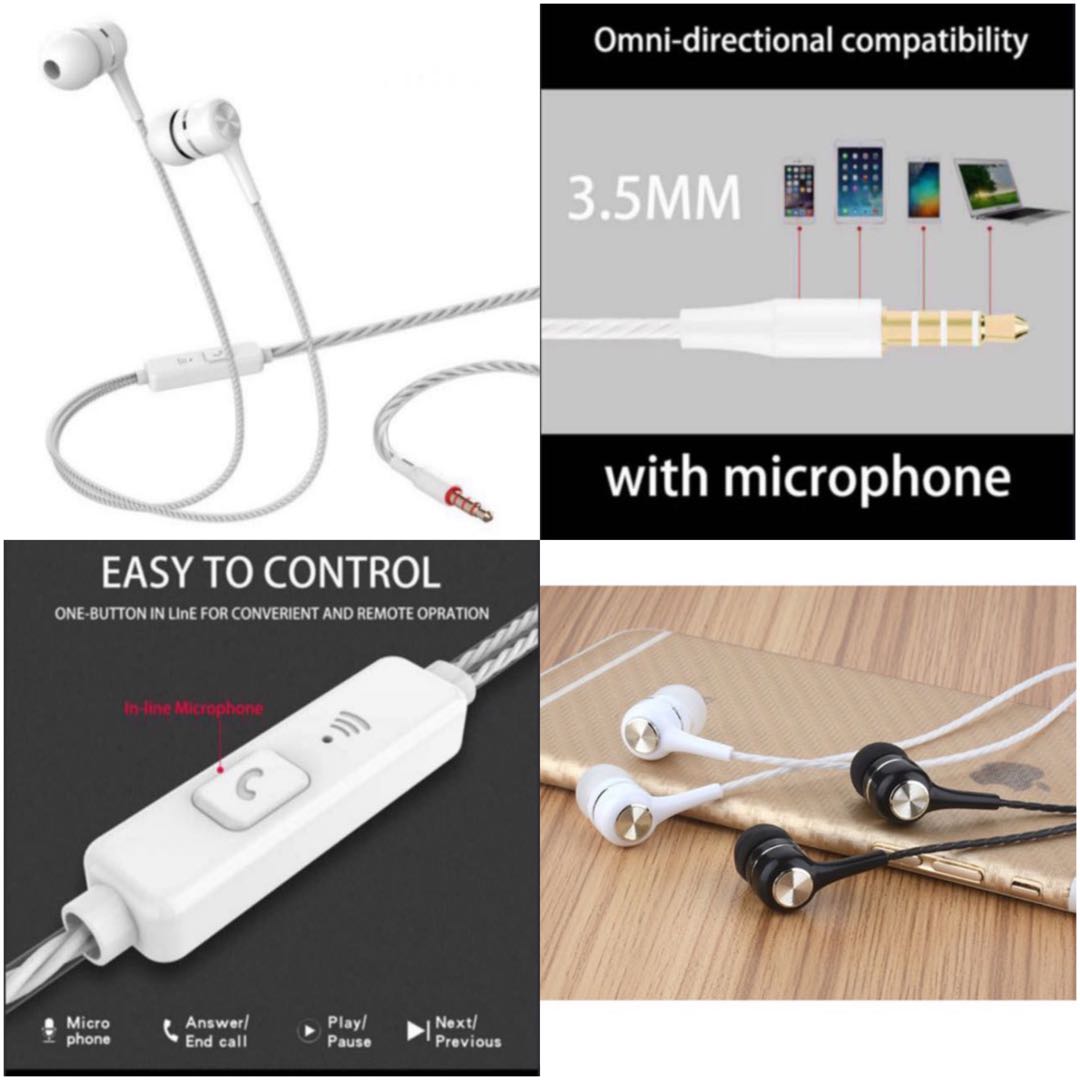 Super Base Wired In-Ear Earpiece Earphone With Microphone Mic 1.2m ...